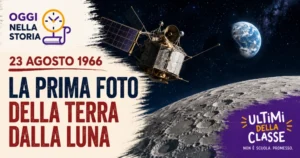 23 agosto 1966, Lunar Orbiter 1 fotografa la Terra sopra l’orizzonte lunare