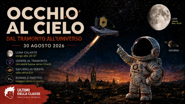 Cielo di Padova del 30 agosto 2026 con Luna calante, Venere, Saturno e il telescopio Roman partito nello spazio