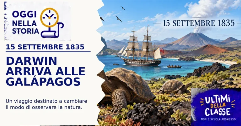 Il 15 settembre 1835 Darwin arriva alle Galápagos con il Beagle: quelle isole diventeranno fondamentali per le sue idee sull’evoluzione.
