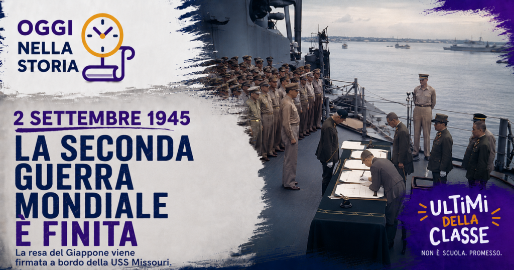 2 settembre 1945, firma della resa del Giappone a bordo della USS Missouri nella baia di Tokyo