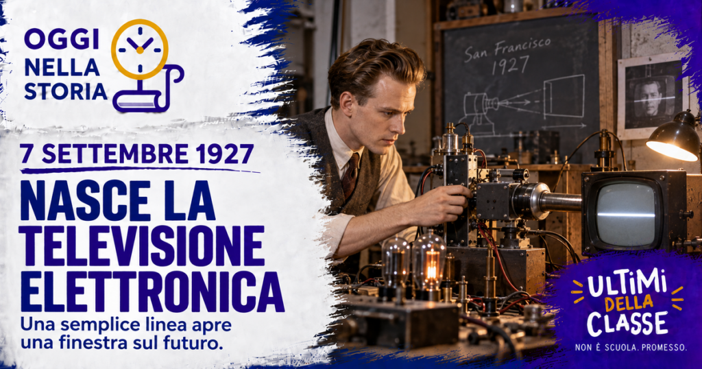 7 settembre 1927, Philo Farnsworth prova il primo sistema televisivo completamente elettronico