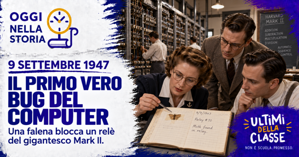 9 settembre 1947, tecnici del Mark II osservano la falena trovata in un relè