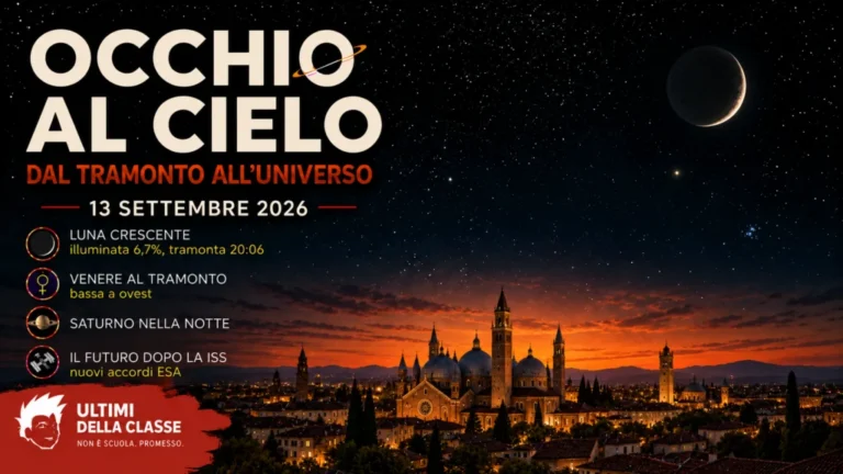 Copertina Occhio al cielo 13 settembre 2026: Luna crescente, Venere, Saturno e accordi ESA dopo la ISS sopra Padova