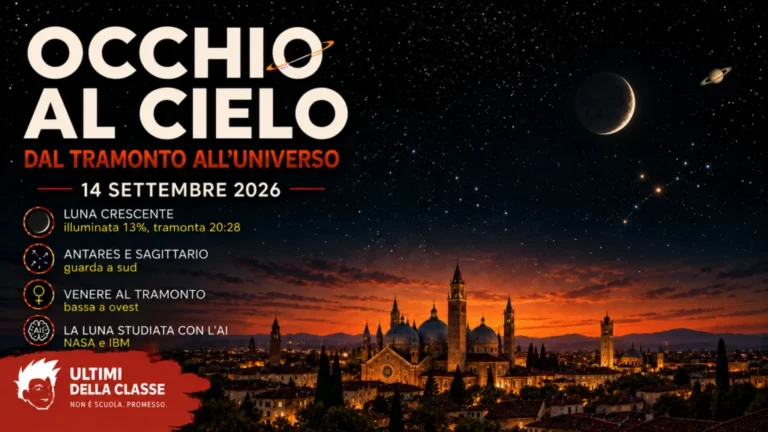 Copertina Occhio al cielo 14 settembre 2026: Luna crescente, Antares, Sagittario, Venere e ricerca lunare NASA sopra Padova