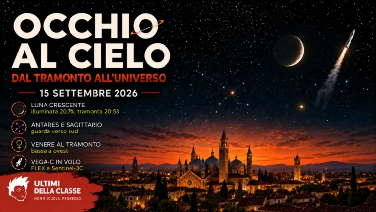 Copertina Occhio al cielo 15 settembre 2026: Luna crescente, Antares, Venere e lancio Vega-C sopra Padova