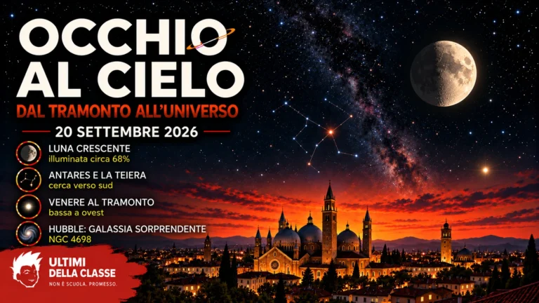 Occhio al cielo del 20 settembre 2026: Luna crescente sopra Padova e notizia Hubble