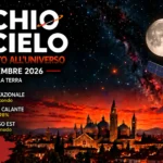 Copertina Occhio al cielo del 28 settembre 2026 con la sonda Juice vicino alla Terra, Luna gibbosa e Saturno sopra Padova