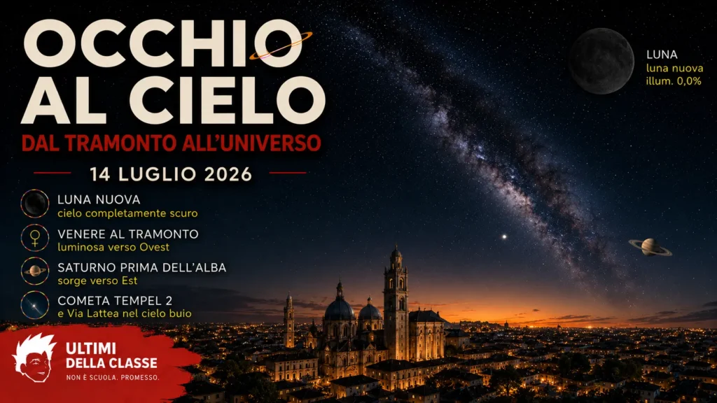 Copertina Occhi al cielo del 14 luglio 2026 con Luna e cielo di Padova