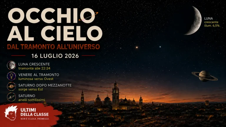 Copertina Occhi al cielo del 16 luglio 2026 con Luna, Venere e Saturno