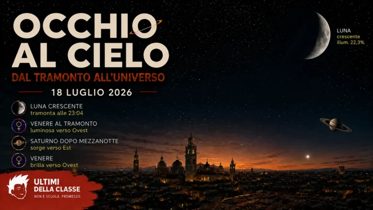 Copertina Occhi al cielo del 18 luglio 2026 con Luna, Venere e Saturno