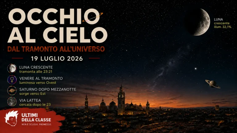 Copertina Occhi al cielo del 19 luglio 2026 con Luna, Venere e Saturno