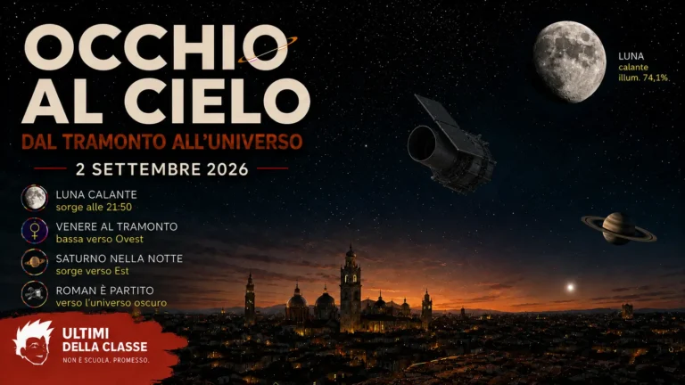 Copertina Occhi al cielo del 2 settembre 2026 con Luna, Venere, Saturno e telescopio Roman