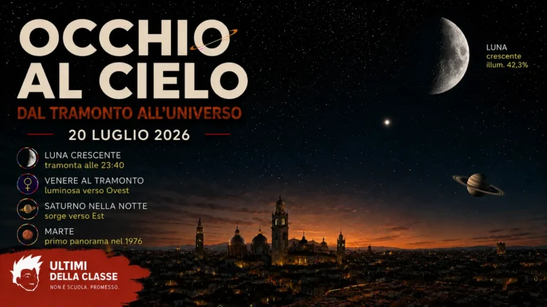 Copertina Occhi al cielo del 20 luglio 2026 con Luna, Venere e Saturno