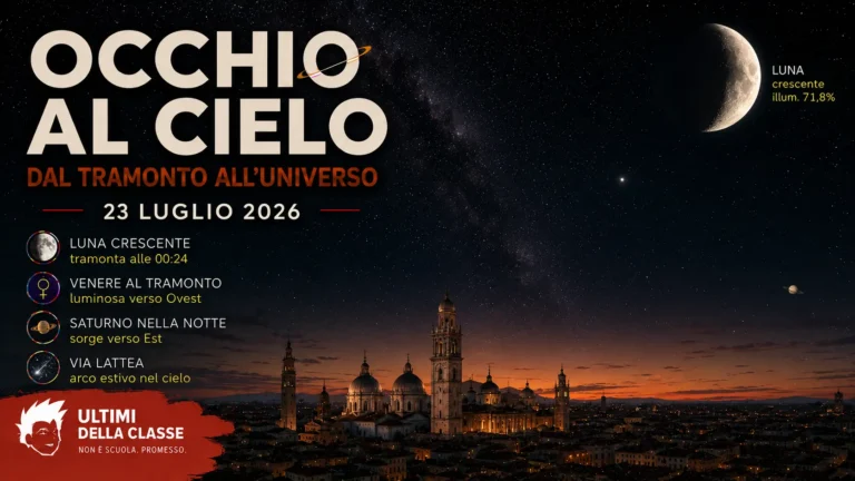 Copertina Occhi al cielo del 23 luglio 2026 con Luna, Venere e Saturno
