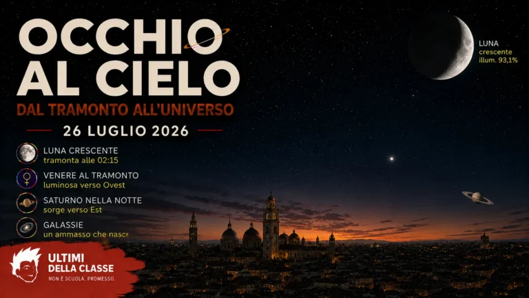Copertina Occhi al cielo del 26 luglio 2026 con Luna, Venere e Saturno