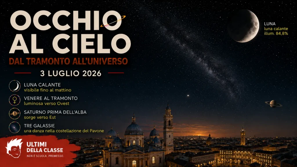 Copertina Occhi al cielo del 3 luglio 2026 con Luna e cielo di Padova