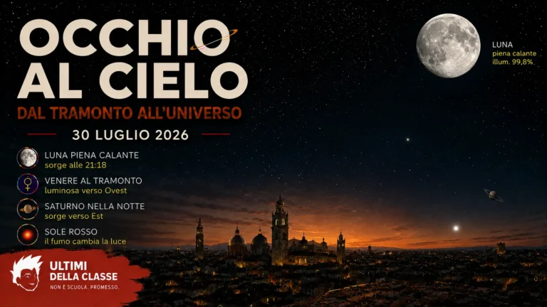 Copertina Occhi al cielo del 30 luglio 2026 con Luna, Venere e Saturno