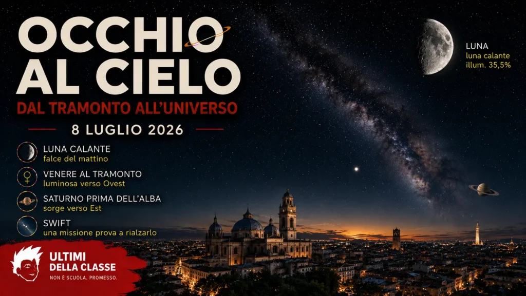 Copertina Occhi al cielo del 8 luglio 2026 con Luna e cielo di Padova